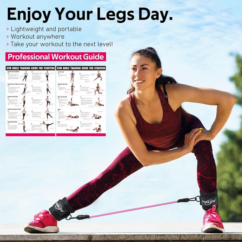 WALITO Ankle Resistance Bands with Cuffs, Exercise Bands for Legs and Butt, Booty Workout Equipment for Kickbacks and Hip Fitness Training - Image 5